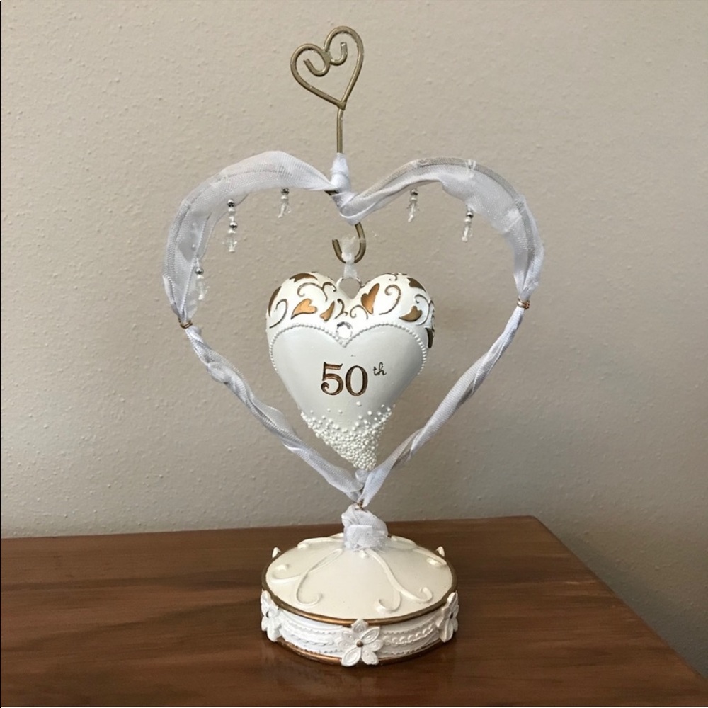 Enesco Heart Shaped Cake Topper 50th perfect for  Birthday or Anniversary